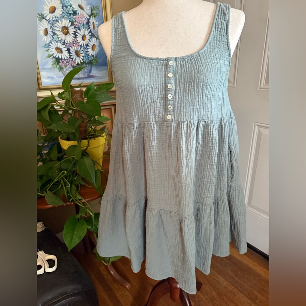 Wishlist Sleeveless Babydoll Dress Size Medium Cloud Color Abalone Buttons